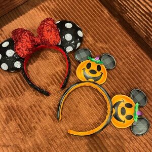 Halloween Mickey Mouse Pumpkin and Minnie Mouse Headband Ears